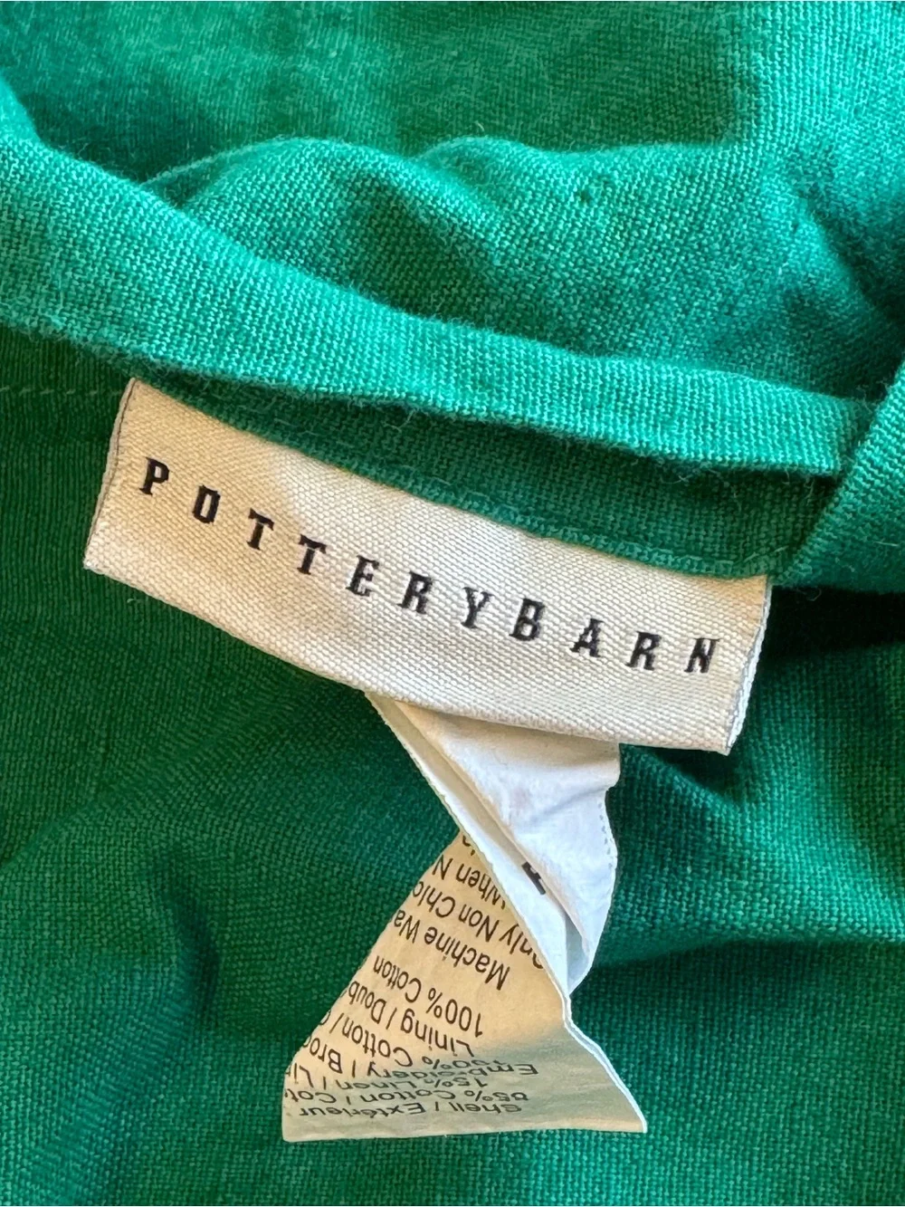 Pottery Barn Green Embroidered Square Pillow Cover 20x20